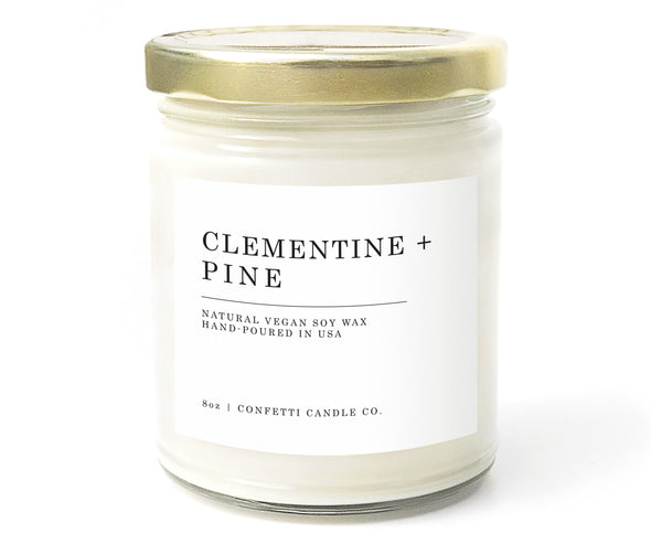 8 oz Clementine + Pine Candle | Confetti Candle Co.