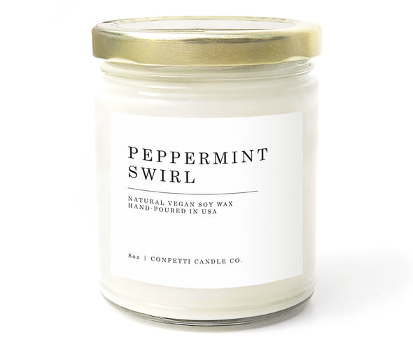 8 oz Peppermint Swirl Candle | Confetti Candle Co.