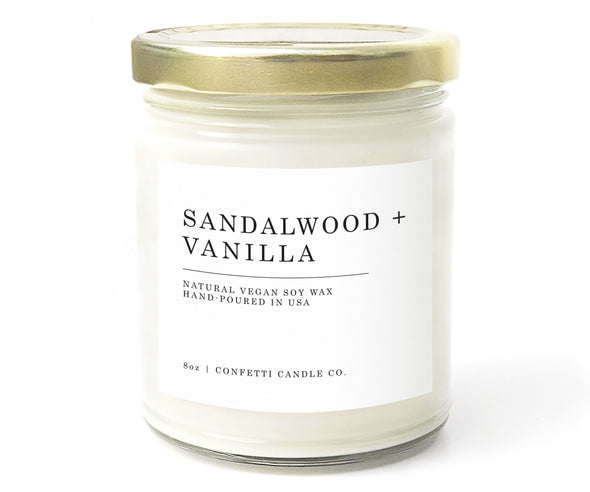 8 oz Sandalwood + Vanilla Candle | Confetti Candle Co.