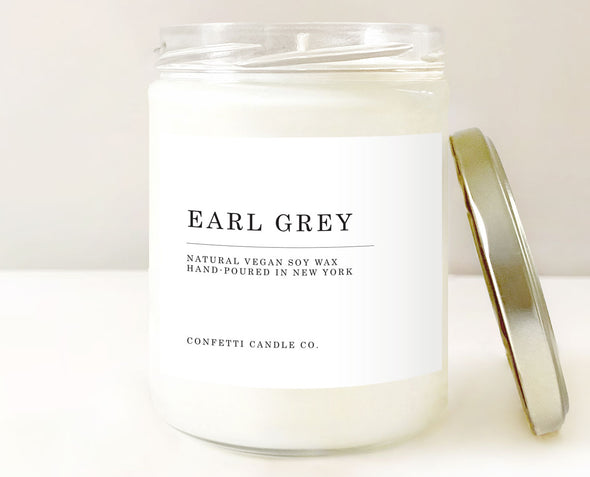 earl grey candle, bergamot black tea, natural soy wax