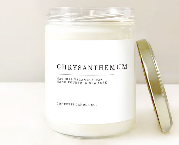 Chrysanthemum Soy Candle, Natural Soy Wax, Vegan, Confetti Candle Co.