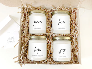 Christmas Candles Gift | Peace Love Hope Joy | Set of 4